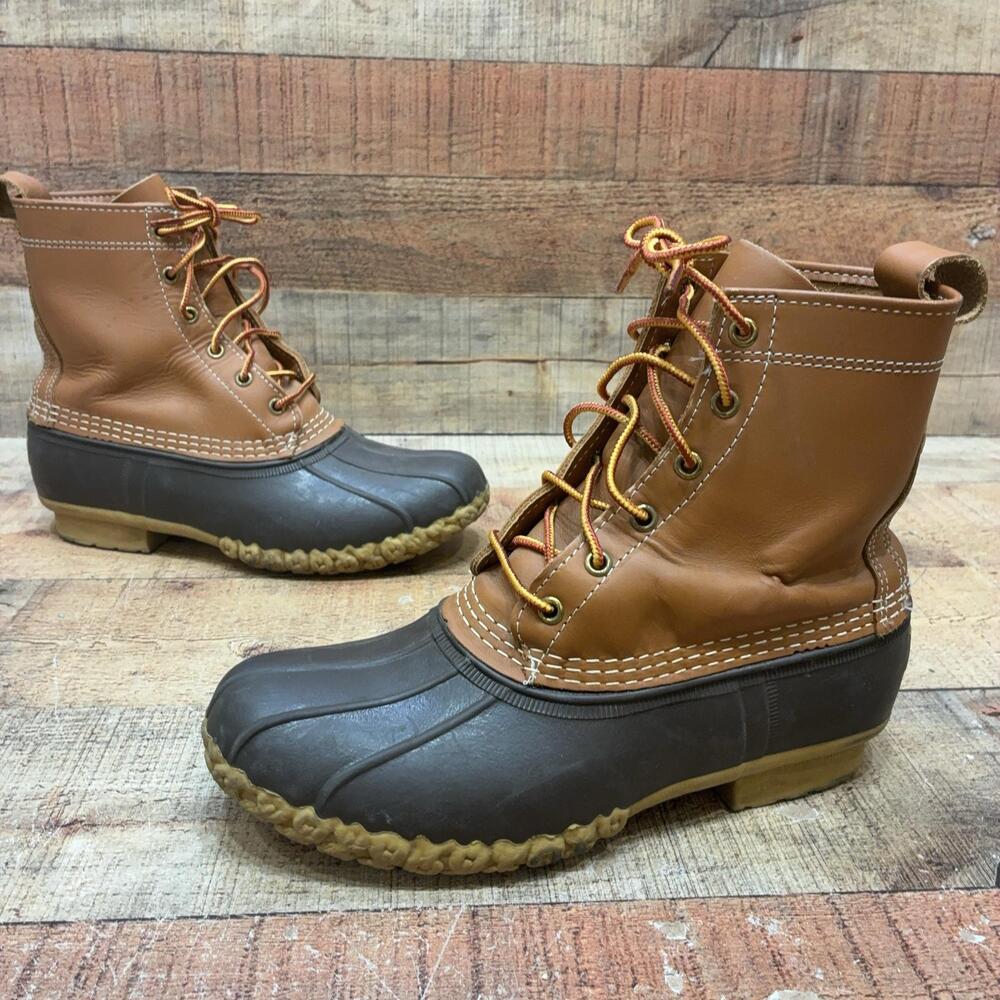 L.L. Bean Bean Boots womens Size 8 M Brown Leather Mid Calf Lace Up Waterproof